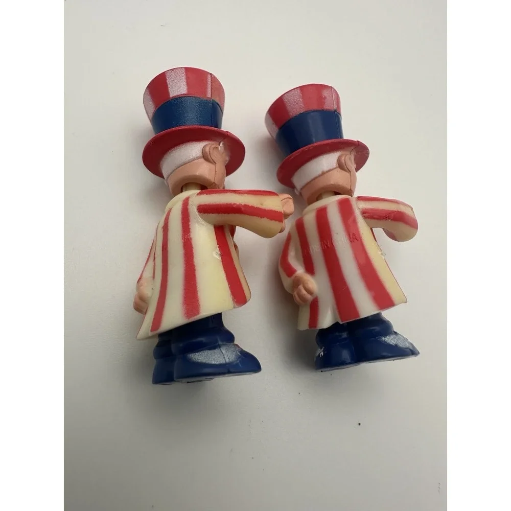 2 Vintage Wilton Patriotic Cake Topper  4th of July Uncle Sam Bobbleheads